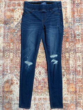 Old Navy Rockstar Pull-On Skinny Jeans Women’s Size 6 Tall Distressed Dark Wash